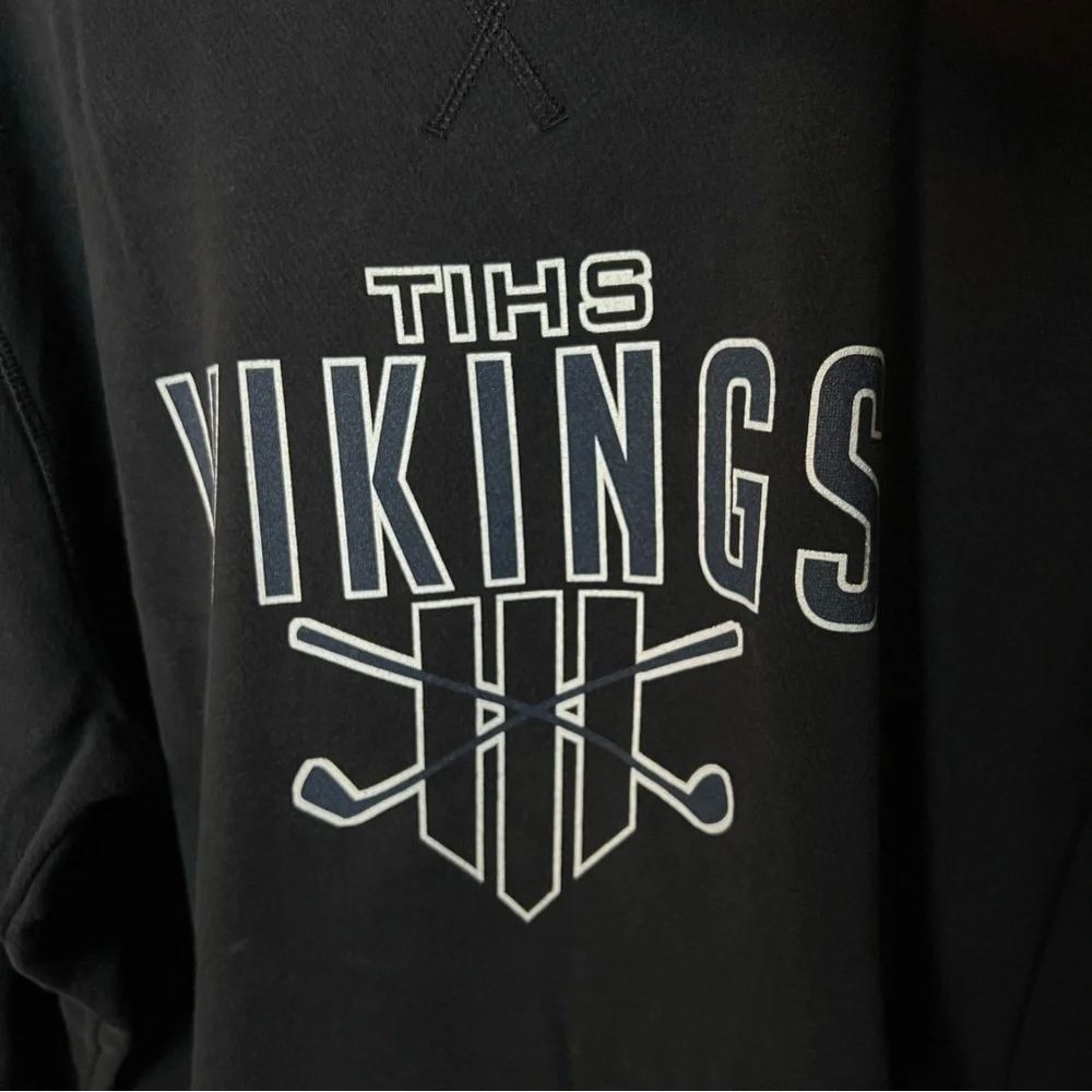 Adidas TI HS Vikings Hoodie Mens XL Black Pullover Sweatshirt High School Hockey